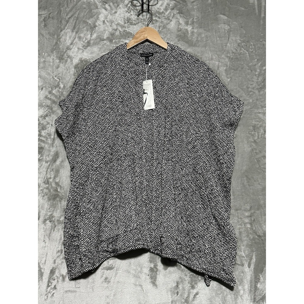 Eileen Fisher Poncho Handwoven Organic Cotton Oversized Womens XS Layering NWT